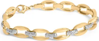 House of Brilliance Gold Vermeil 1/10 Cttw Diamond Bold Link Bracelet in Silver at Nordstrom