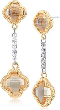 Kenneth Jay Lane Cubic Zirconia Clover Drop Earrings in Clear/Gold/Silver at Nordstrom Rack