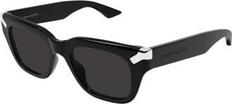 Alexander McQueen Zwarte zonnebril Am 0439S - Heren - Zonnebrillen - Zwart - 51 MM - Accessoires