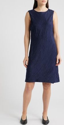 Eileen Fisher Jewel Neck Silk Dress in Ink at Nordstrom, Size Xx-Small