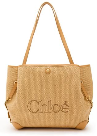 Chlo&eacute; Clover Logo-embroidered Raffia Tote bag - Brown - One Size