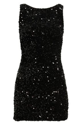 Princess Polly Cinematic Sequin Minidress in Black at Nordstrom, Size 10