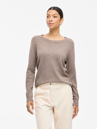 Vila Rundhalspullover VILA VIRIL O-NECK L/S KNIT TOP - NOOS, Damen, Gr. XL, falcon detail:melange, Feinstrick, Obermaterial: 50% Viskose, 27% Nylon, 23% Po