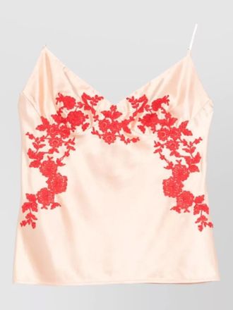 Ermanno Scervino top floral embroidery lace trim satin