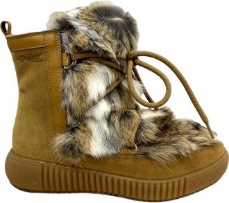 Pajar Womens Anet Zip Ankle Boots In Beige Suede/rabbit