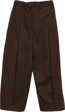 Sage Nation box-pleat elasticated-waist pants - Brown