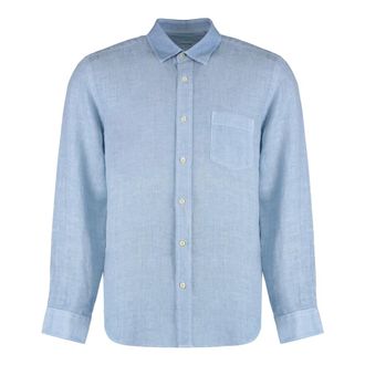 120% Lino 120% Lino, Casual Shirts, male, Blue, Size: M Linen shirt