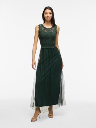 Vila Maxikleid VILA VILYNNEA MAXI DRESS - NOOS/DC, Damen, Gr. 34, N-Gr, gr&uuml;n (scarab detail:elastic), Web, Obermaterial: 100% Polyester, unifarben, regular