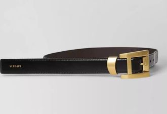 Versace leather belt adjustable length metal keeper