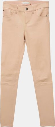 Alice & Olivia Light Pink Leather Paneled Pants