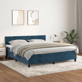 vidaXL Vidaxl - Cama Box Spring Con Colch&oacute;n Terciopelo Azul Oscuro 180x200 Cm
