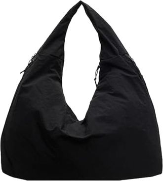Generic Womens Solid Color Textured Draped Tote Bag, Large Capacity Fashion Versatile Shoulder Bag, Casual Versatile Shoulder Bags (Black)