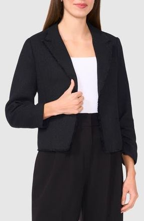 Halogen Raw Hem Crop Blazer in Rich Black 060 at Nordstrom Rack, Size Xx-Small