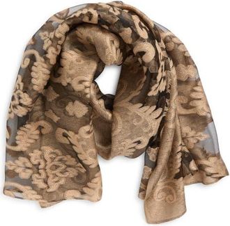 Tasha Floral Print Scarf in Black-Gold at Nordstrom