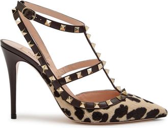 Valentino Garavani Rockstud 100 Leopard Calf-hair and Leather Pumps