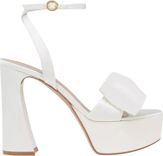 Gianvito Rossi Witte platform sandalen - Dames - Sandalen met hakken - Wit - 41 EU - Satijn - Schoenen