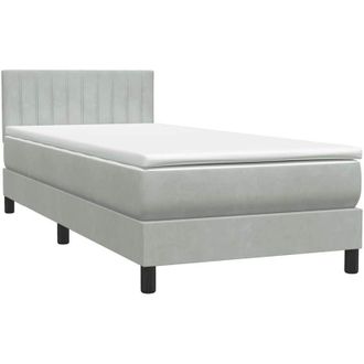 vidaXL Cama Box Spring Con Colch&oacute;n Terciopelo Gris Claro 80x210 Cm Vidaxl