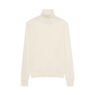 Brooks Brothers Merinowollen coltrui - Dames - Coltruien - Wit - XS - Wol - Truien & Vesten