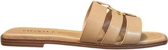 Twinset Leren sandaal - Dames - Slippers - Beige - 39 EU - Leer - Schoenen