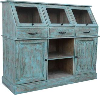 Wanderlust Deco Aparador de madera azul 129x45x106