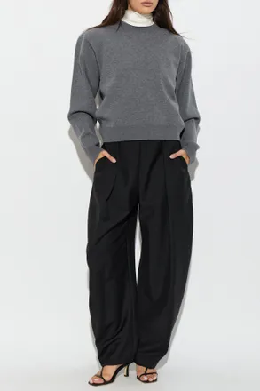 R&oacute;he Wool Pleated Trousers, Womens, Black