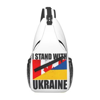 Generic Vintage Canada Ukraine Flag Chest Bag With Zipper Shoulder Bag Adjustable Chest Backpack For Outdoors Women Shopping