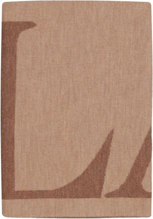 Lanvin Beige wollen sjaal met camel logo-print - Dames - Wintersjaals - Bruin - ONE Size - Wol - Accessoires