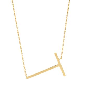 MAX + STONE 10k Yellow or White Gold Large Sideways Block Letter Initial with Cable Chain