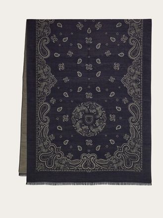 Ferragamo Men Arabesque print stole Blue