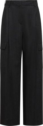 Marella Assunta Cargo Broek - Dames - Wijde Broeken - Zwart - M - Wol - Broeken