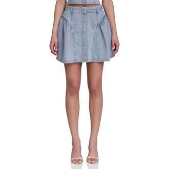 Avec Les Filles Belted Denim Miniskirt in Satin Wash at Nordstrom, Size 10