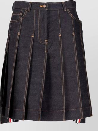 Thom Browne bermuda length five pocket pleated denim skirt
