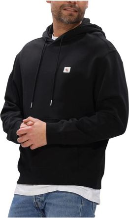 Calvin Klein Hoodies & sweatvesten, Heren, Zwart, M, Katoen, Cotton Terry Badge Hoodie