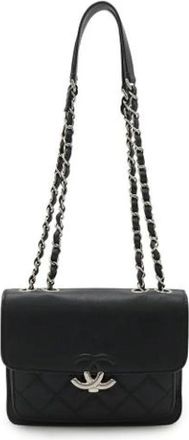 Chanel Pre-owned Leather chanel-bags - Dames - Vintage Schoudertas - Zwart - ONE Size - Leer - Vintage