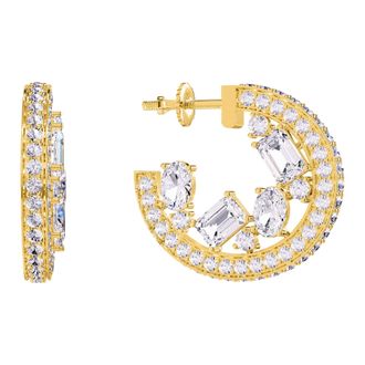 Diamond2Deal 14k Yellow Gold 7.75 Ct Multi Shape Lab Grown Diamond Hoop Earrings VVS-VS, E-F