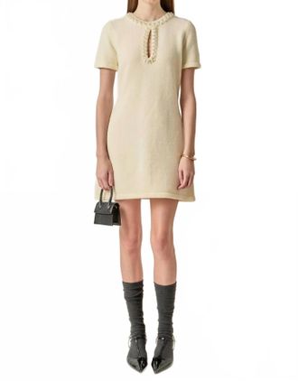 English Factory Womens The Pearl Embellished Knit Mini Dress In Beige