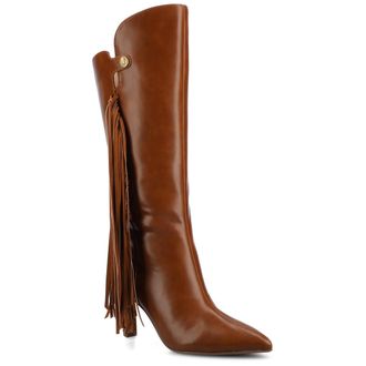 Journee Collection Womens Dolly Knee High Tassel Boots
