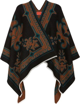 La DoubleJ Poncho con motivo astratto - Nero