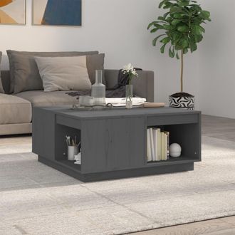 vidaXL Mesa De Centro De Madera Maciza De Pino Gris 80x81x36,5 Cm Vidaxl
