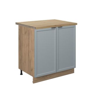 Vicco Armario Bajo Para Fregadero Fame-line, Azul Claro-gris, 80 Cm, Et Roble