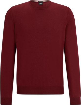 HUGO BOSS Donkerrode wollen trui - Heren - Ronde hals truien - Rood - L - Wol - Truien & Vesten