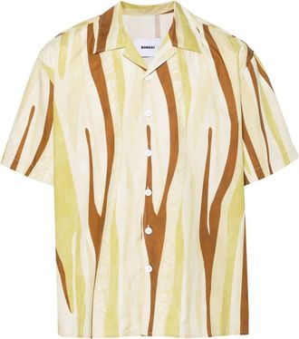 BONSAI abstract-print shirt - men - Cotton - S - Yellow