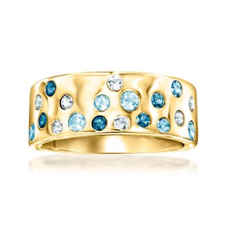Ross-Simons Tonal Blue Topaz Ring in 18kt Gold Over Sterling