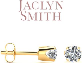 Jaclyn Smith 1/2 Carat Round Moissanite Stud Earrings in White Gold