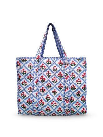 Generic Floral Cotton Tiger Block Print Tote Bag, Indian Handmade Shopping Shoulder Beach Bag, Unisex Market Daily Use (1, DN 39)