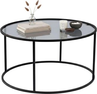Dmora Tavolino da salotto Guidi, Tavolo basso da caff&egrave;, Portariviste per divano, Ripiano da soggiorno, 80x80 h43 cm, Nero e Grigio - Dmora