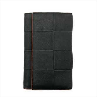 Bottega Veneta Black Orange Leather Bill Wallet (Bi-Fold) (Pre-Owned)