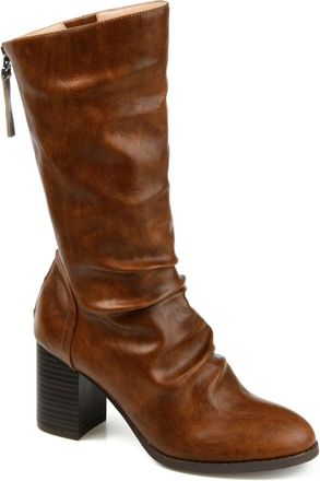 Journee Collection Sequoia Boots Womens Brown Almond Toe Mid Calf ZAP1544