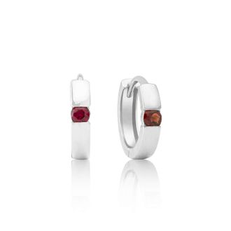 MAX + STONE 14k Yellow or White Gold Small Round Gemstone Huggie Hoop Earrings