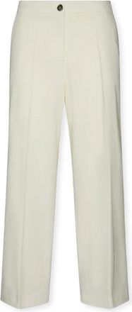 Elena Miro Geknipte Gabardine Broek - Dames - Vrijetijds broeken - Wit - 2XL - Katoen - Broeken